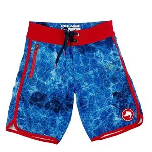 Pelagic The Wedge Board Shorts Blue Hex Swim Trunks Size 25